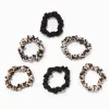 Claire's Chouchous-Chouchous fins soyeux noirs et avec imprimés animaux - Lot de 6