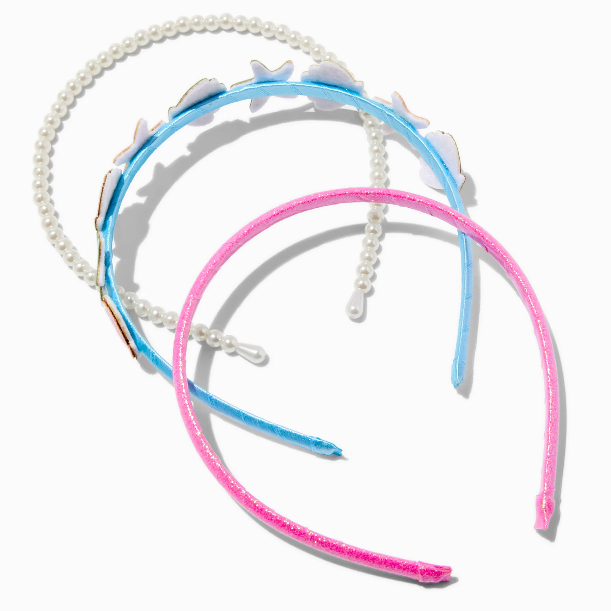 Claire's Bandeaux Et Serre-têtes-Claire's Club Glitter, Pearl & Seashell Headbands - 3 Pack