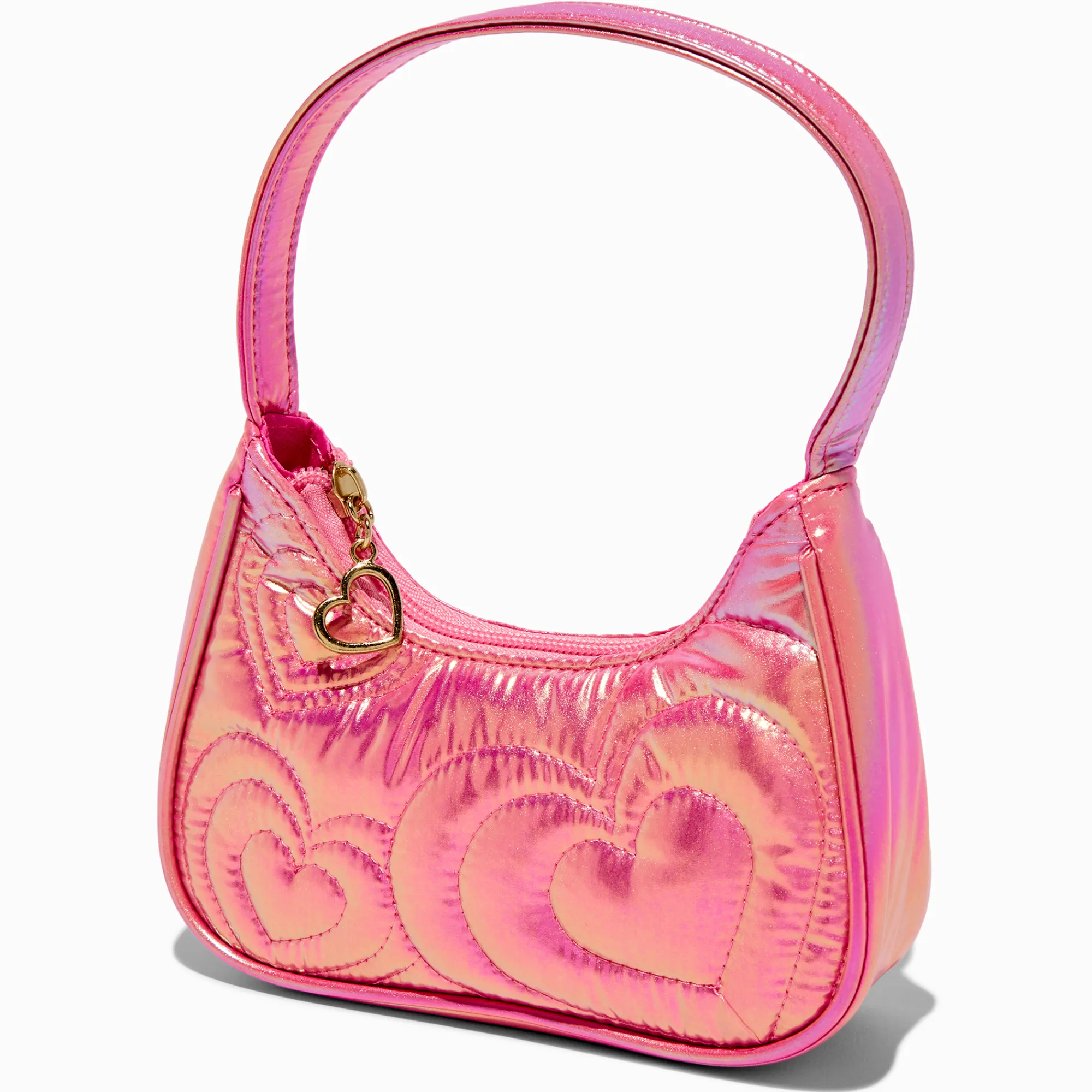 Claire's Pochettes-Claire's Club Pink Puffy Heart Shoulder Bag