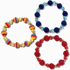 Claire's Bracelets-Claire's Club Textured Beaded Stretch Bracelets - 3 Pack