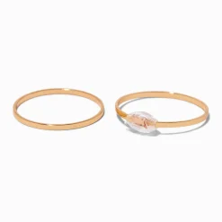 Claire's Bagues-Clear Beaded Gold-tone Ring Stack - 2 Pack
