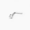 Claire's Clous D'oreilles|Bijoux Premium-Clou de nez en zircon cubique basique en acier inoxydable couleur argentée 0,8 mm