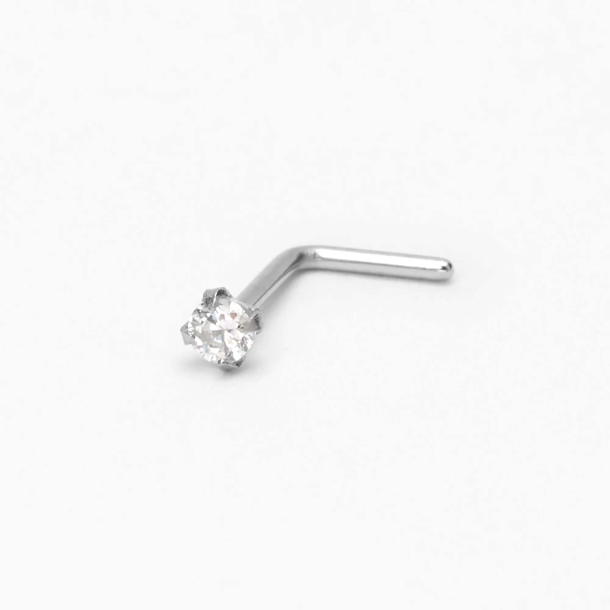 Claire's Clous D'oreilles|Bijoux Premium-Clou de nez en zircon cubique basique en acier inoxydable couleur argentée 0,8 mm