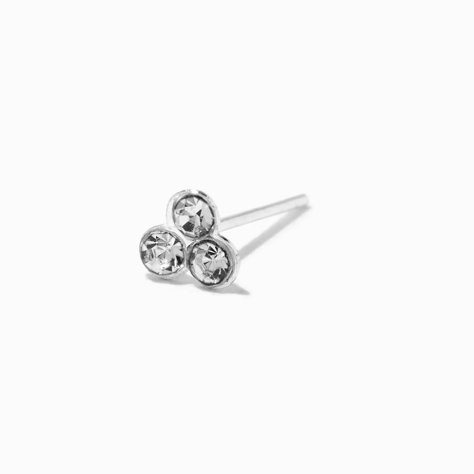 Claire's Bijoux Premium|Bijoux De Piercing-Clou de nez 0,6 mm avec trois strass sphériques couleur argentée