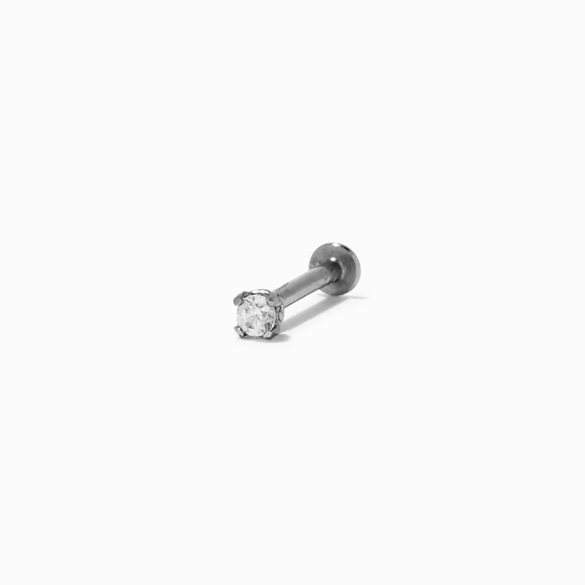 Claire's Clous D'oreilles|Bijoux Premium-Clou de nez 0,8 mm en zircon cubique d'imitation en acier inoxydable couleur argentée
