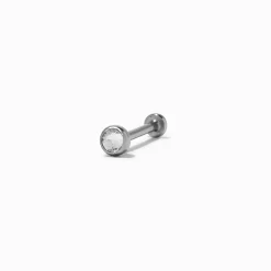 Claire's Bijoux Premium|Bijoux De Piercing-Clou de nez 0,8 mm non fileté avec strass en acier inoxydable couleur argentée
