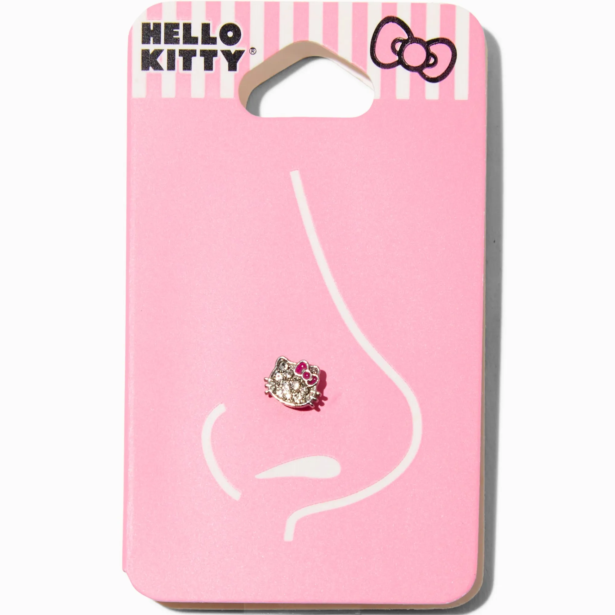 Claire's Bijoux Premium|Bijoux De Piercing-Clou de nez 1,2 mm visage décoré en acier inoxydable Hello Kitty®