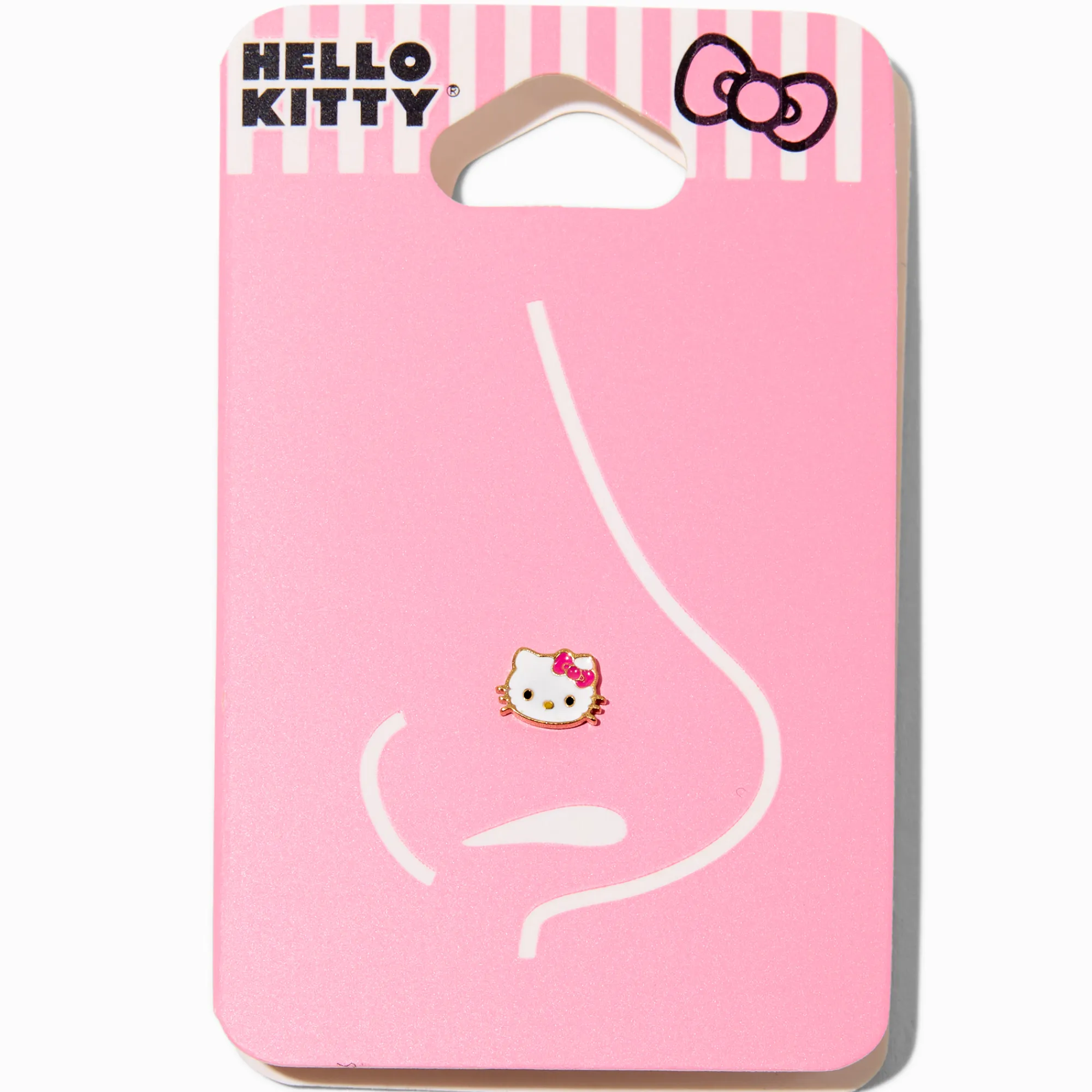 Claire's Bijoux De Piercing-Clou de nez 0,8 mm visage émaillé acier inoxydable couleur dorée Hello Kitty®