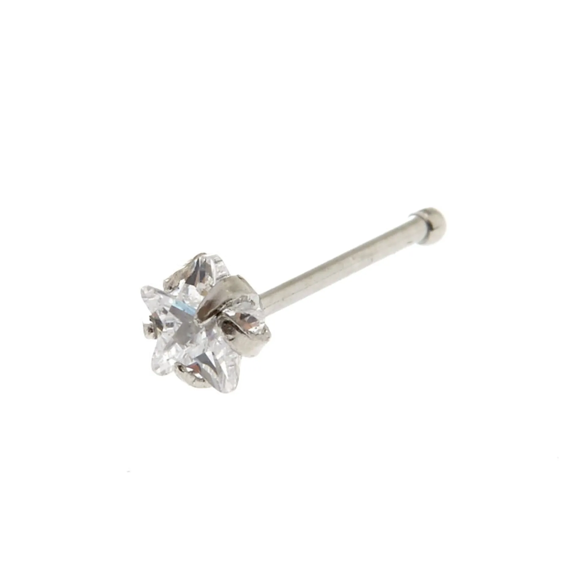 Claire's Clous D'oreilles|Bijoux De Piercing-Clou de nez étoile en zircon cubique d’imitation 0,6 mm couleur argentée