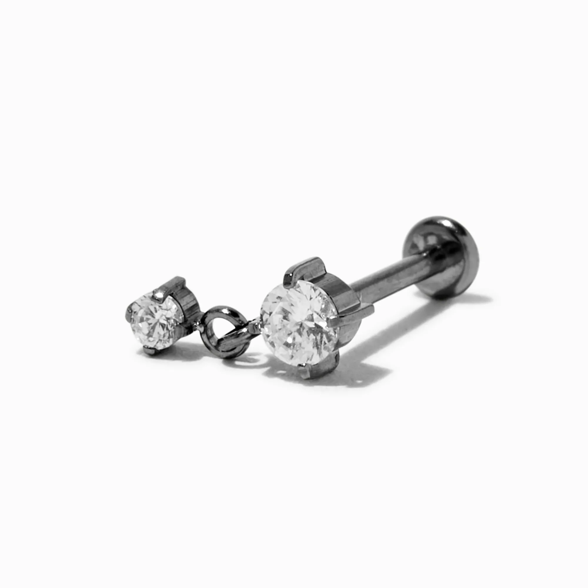 Claire's Bijoux De Piercing-Clou d'oreille pour cartilage pendant 1,0 mm en zircon cubique et en titane couleur argentée