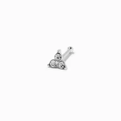 Claire's Bijoux Premium|Bijoux De Piercing-Clou pour piercing au nez avec strass triple boule 0,6 mm couleur argentée