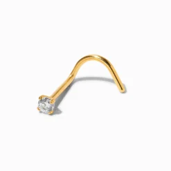 Claire's Clous D'oreilles|Bijoux Premium-Clou pour piercing de nez 0,8 mm strass en zircon cubique d'imitation couleur titanée et couleur dorée