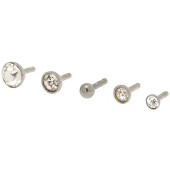Claire's Bijoux De Piercing-Clous arrière plat pour piercing labret avec strass et différents tops 1,2 mm couleur argentée - Lot de 5