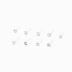 Claire's Bijoux De Piercing-Clous de nez avec strass 0,8 mm BioFlex® - Lot de 9