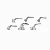 Claire's Bijoux De Piercing-Clous de nez 0,8 mm bling-bling aux designs variés en zircon cubique et acier inoxydable couleur argentée - Lot de 6