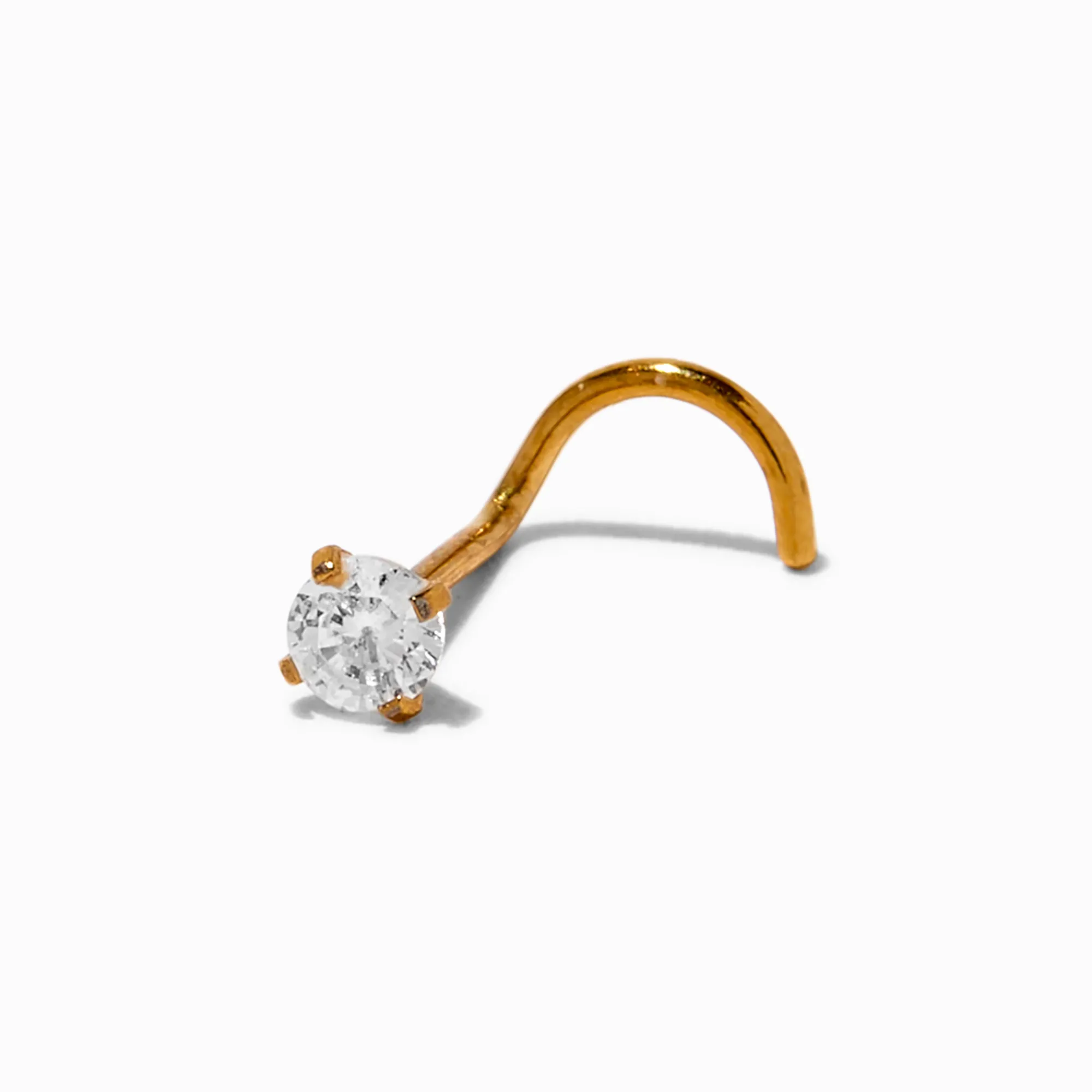 Claire's Bijoux De Piercing-Clous de nez 0,8 mm non filetés avec zircon cubique en acier inoxydable couleur dorée
