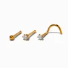 Claire's Bijoux De Piercing-Clous de nez zircon cubique 0,8 mm en acier inoxydable couleur dorée - Lot de 3
