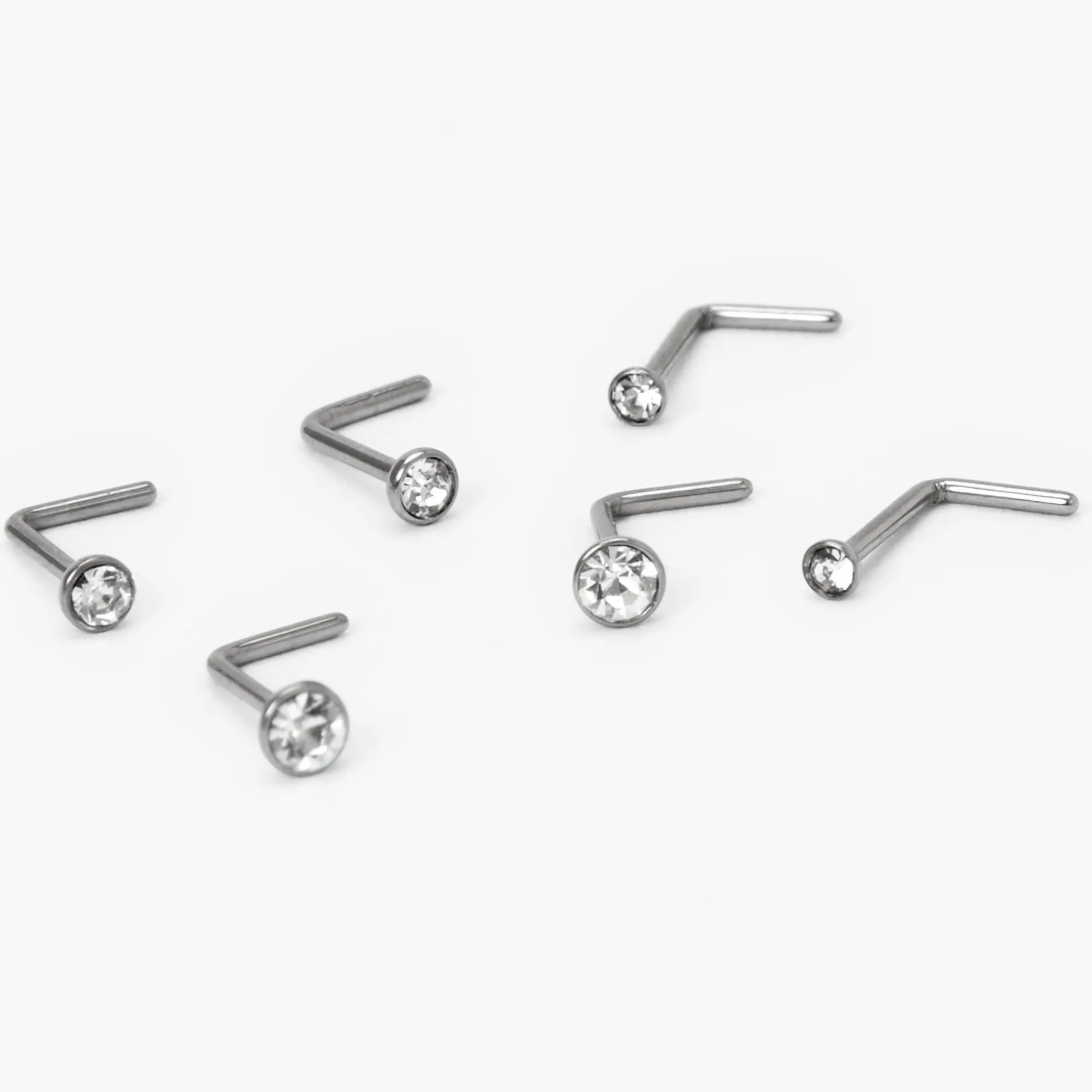 Claire's Bijoux Premium|Bijoux De Piercing-Clous de piercing de nez 0,8 mm de différentes tailles couleur titanée - Lot de 6