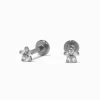 Claire's Bijoux Premium|Clous D'oreilles-Clous d’oreilles à arrière plat micro marguerite en zircon cubique d’imitation et titane couleur argentée C LUXE by Claire’s