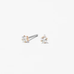 Claire's Clous D'oreilles-Clous d’oreilles carrés avec strass en zircon cubique d’imitation couleur doré rose - 2 mm