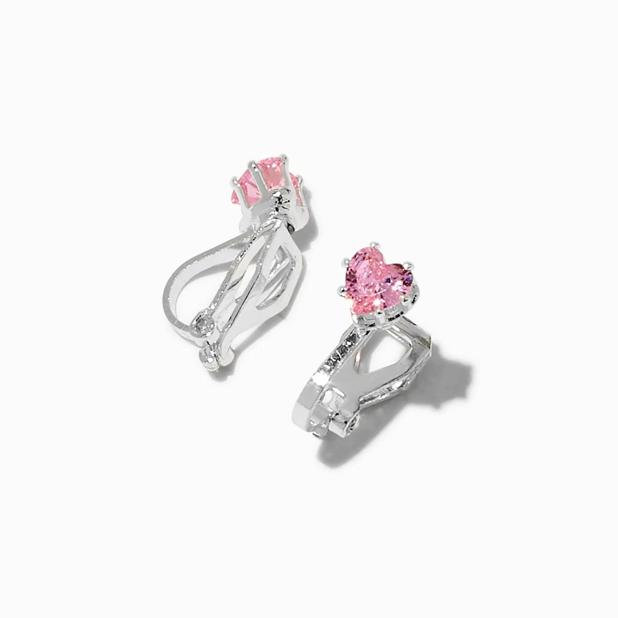 Claire's Clips Et Autocollants|Clous D'oreilles-Clous d’oreilles à clip en zircon cubique cœur rose