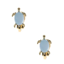 Claire's Clips Et Autocollants-Clous d’oreilles à clip tortue pierre en opale d’imitation couleur dorée
