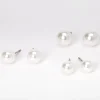Claire's Clous D'oreilles-Clous d’oreilles de différentes tailles en perles d’imitation 6 mm, 7 mm, 8 mm - Ivoire, lot de 3