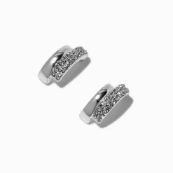 Claire's Clous D'oreilles-Clous d’oreilles double strass couleur argentée