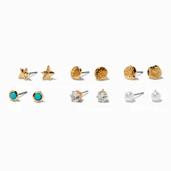 Claire's Clous D'oreilles-Clous d’oreilles en zircon cubique plage - Lot de 6