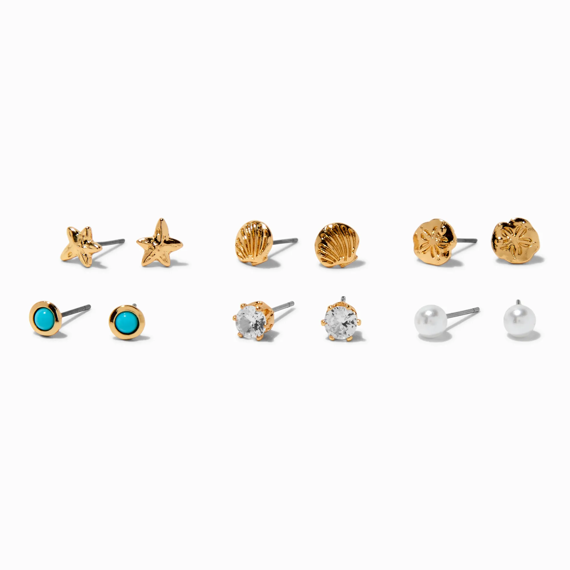 Claire's Clous D'oreilles-Clous d’oreilles en zircon cubique plage - Lot de 6