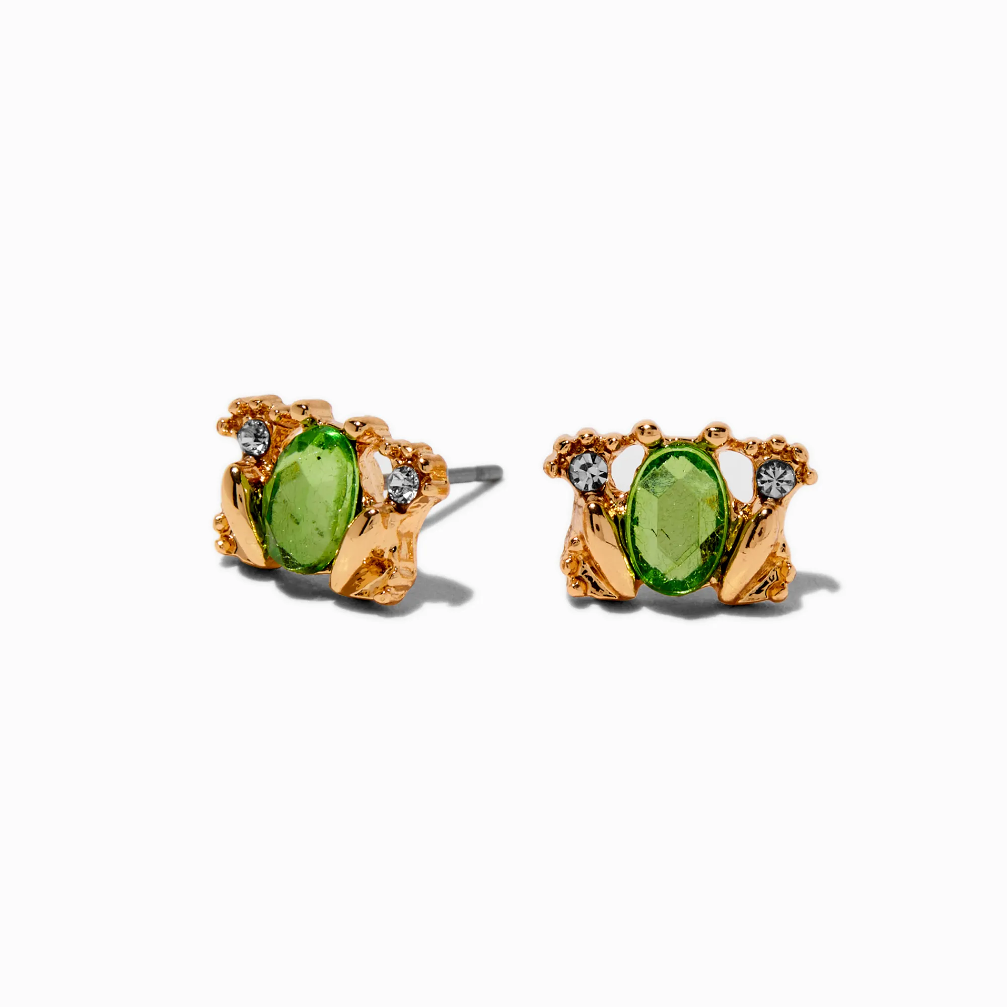 Claire's Clous D'oreilles-Clous d’oreilles grenouille avec strass verts