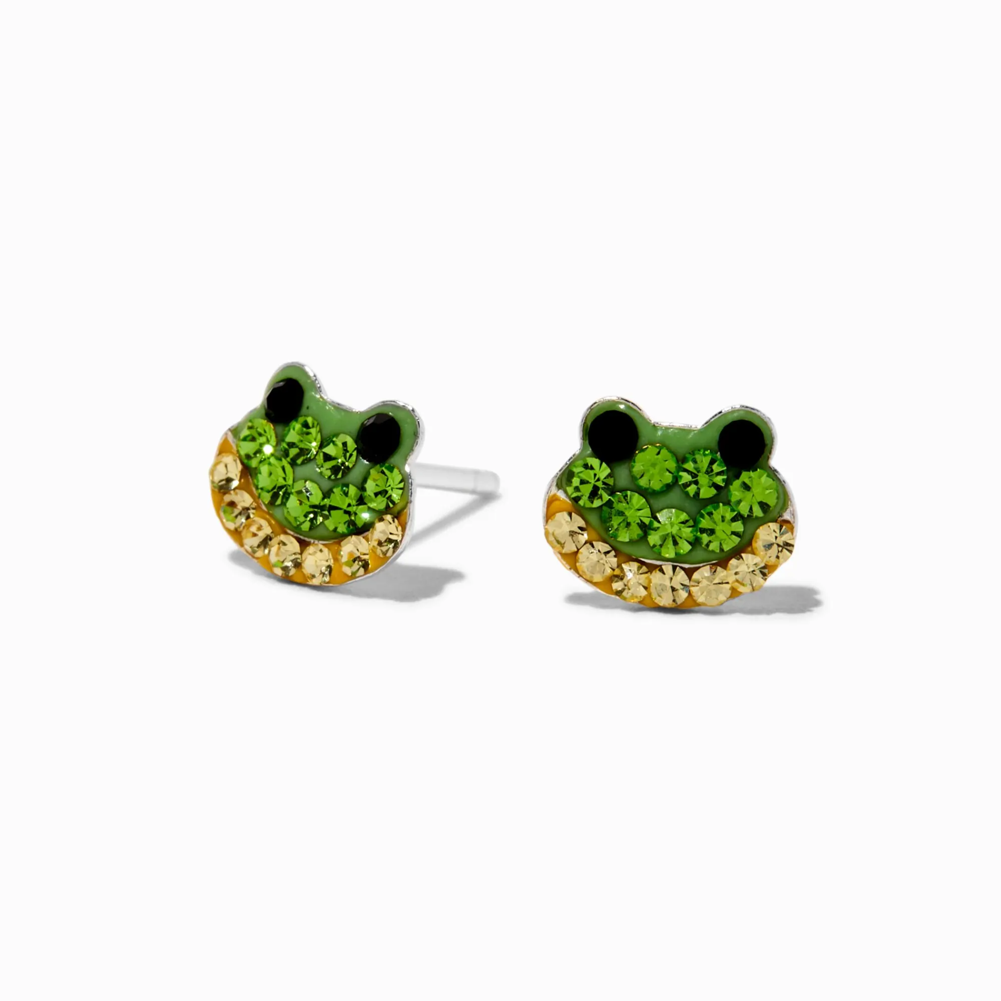 Claire's Clous D'oreilles|Bijoux Premium-Clous d’oreilles grenouille avec strass couleur argentée C LUXE by Claire’s