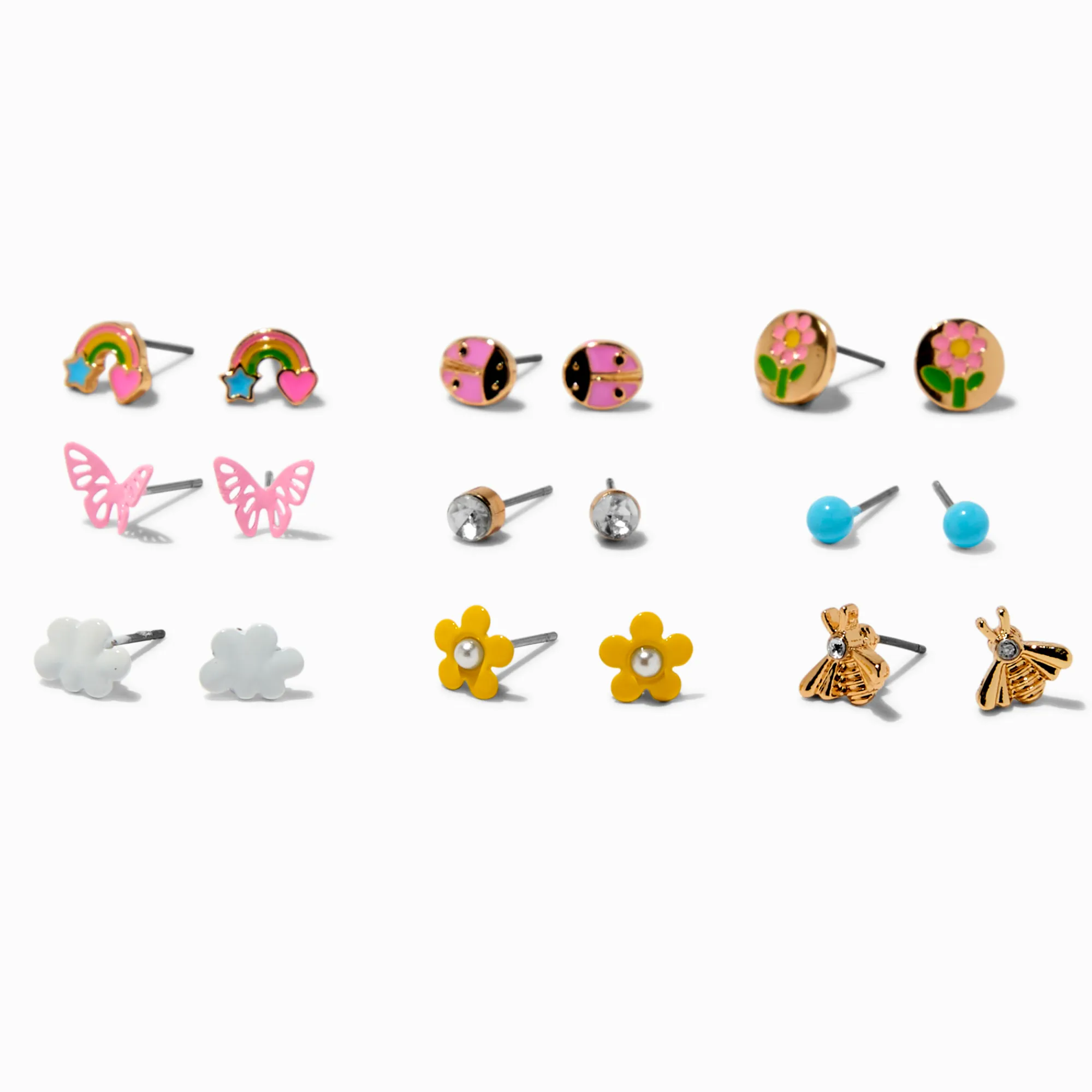 Claire's Clous D'oreilles-Clous d’oreilles jour de pluie printanier - Lot de 9