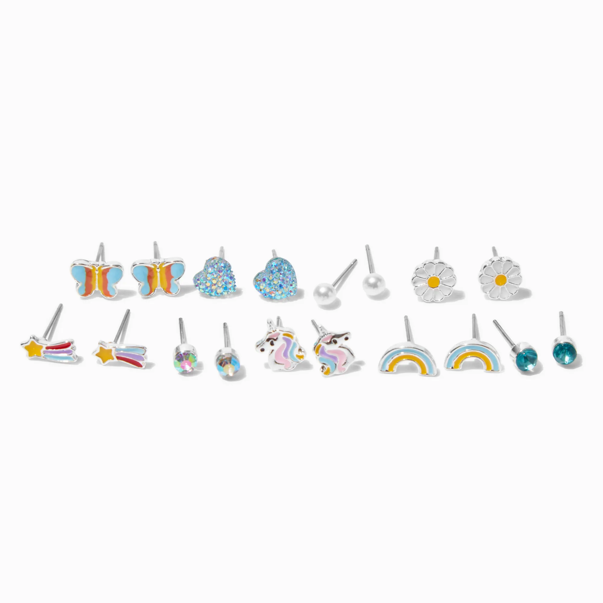 Claire's Clous D'oreilles-Clous d’oreilles licorne aux designs variés - Lot de 9