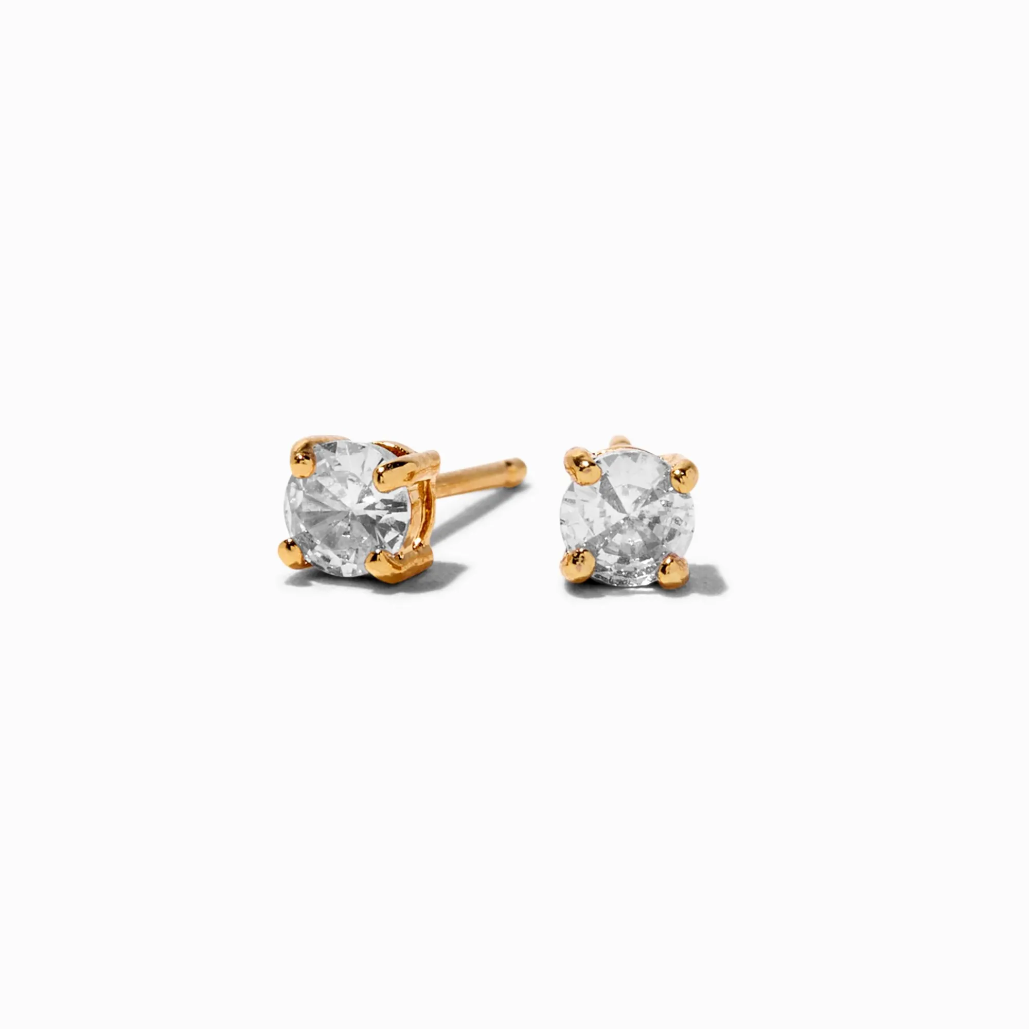 Claire's Clous D'oreilles|Bijoux Premium-Clous d’oreilles panier ronds de 4 mm en zircon cubique couleur dorée C LUXE by Claire’s