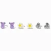 Claire's Clous D'oreilles-Clous d’oreilles paresseux, marguerite, cœur - Lot de 3