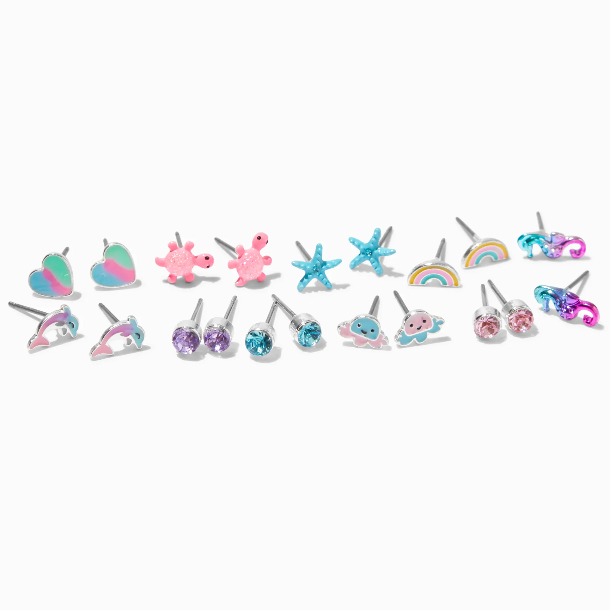 Claire's Clous D'oreilles-Clous d’oreilles plage et vie aquatique - Lot de 10