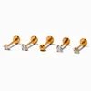 Claire's Bijoux De Piercing-Clous d’oreilles pour piercing au cartilage non filetés 0,8 mm zircon cubique et acier inoxydable couleur dorée - Lot de 5