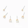 Claire's Clous D'oreilles-Clous d’oreilles ronds avec strass en zircon cubique d’imitation couleur dorée - 2 mm, 3 mm, 4 mm