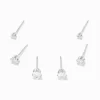 Claire's Clous D'oreilles-Clous d’oreilles ronds ornés en zircon cubique d’imitation couleur argentée - 2 mm, 3 mm, 4 mm