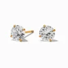 Claire's Bijoux Premium|Clous D'oreilles-Clous d’oreilles ronds zircon cubique en titane couleur dorée C LUXE by Claire’s