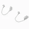 Claire's Clous D'oreilles-Clous d'oreilles avec chaîne feuille ornementée en argent