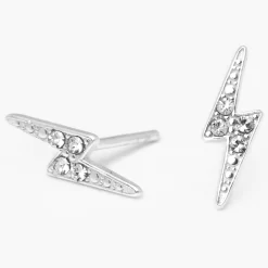 Claire's Clous D'oreilles|Bijoux Premium-Clous d'oreilles éclair avec strass en argent