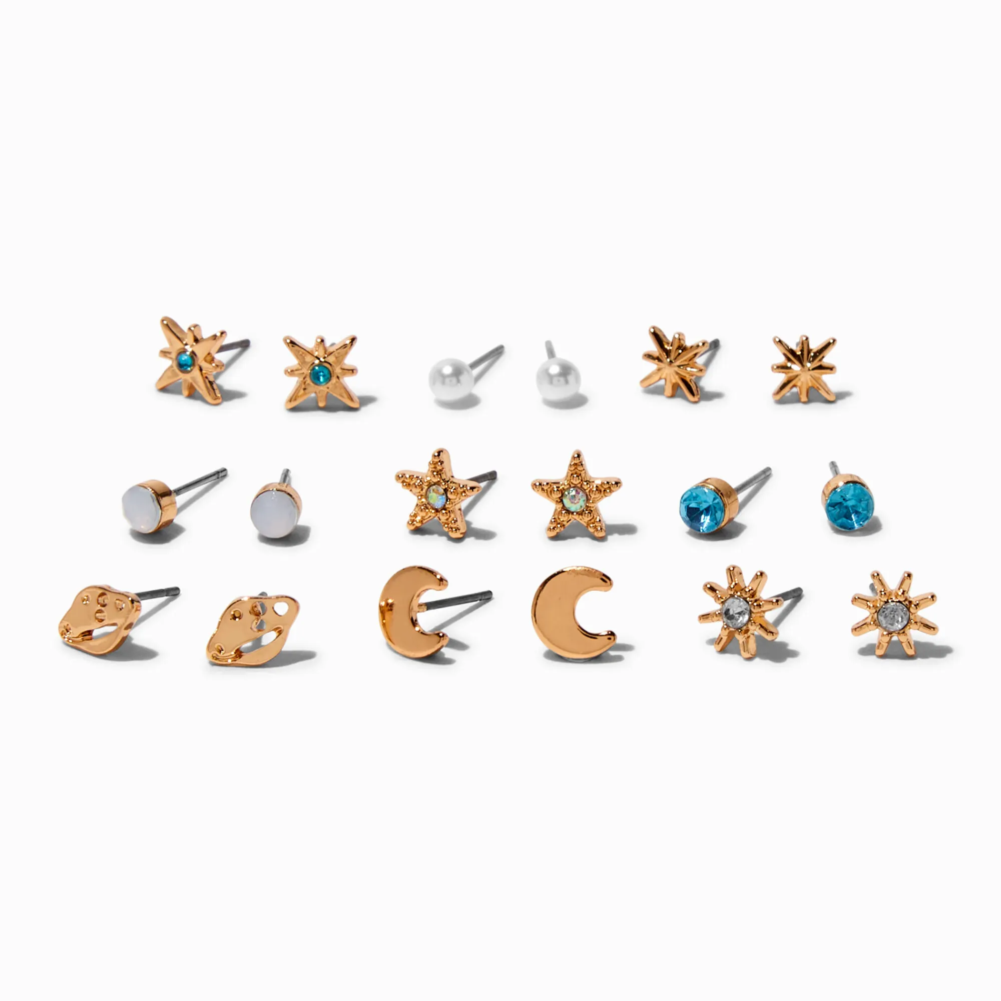 Claire's Clous D'oreilles-Clous d'oreilles célestes couleur dorée - Lot de 9