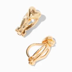 Claire's Clips Et Autocollants-Clous d'oreilles à clip cœur couleur dorée