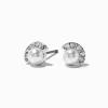 Claire's Clous D'oreilles-Clous d'oreilles couleur argentée éventail strass et perles d'imitation