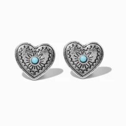 Claire's Clous D'oreilles-Clous d'oreilles cowgirl cœur en filigrane couleur argentée
