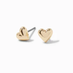 Claire's Clous D'oreilles-Clous d'oreilles cœur bouffant couleur dorée