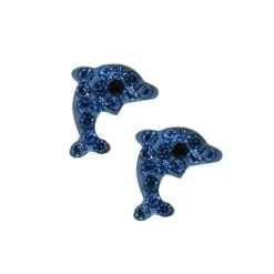 Claire's Clous D'oreilles|Bijoux Premium-Clous d'oreilles dauphin bleu en argent
