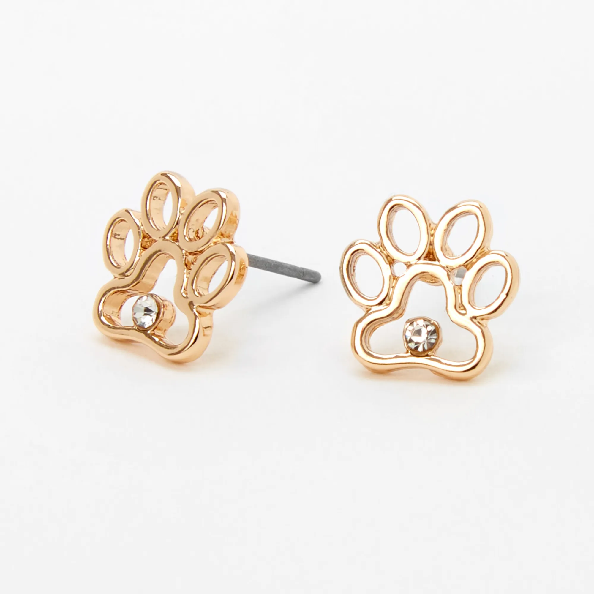 Claire's Clous D'oreilles-Clous d'oreilles empreinte d’animal avec strass couleur dorée
